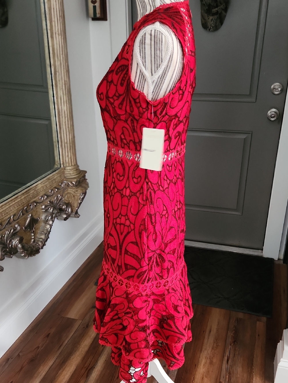 Just Me Red And Black Dress - Picture 3 of 10